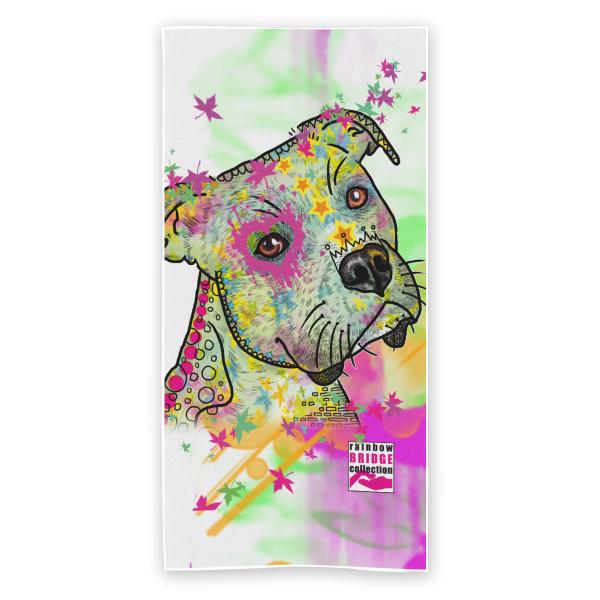 Badehandtuch Calli Callmund – Popart-Hundemotiv, 75x165 cm, 100 % Polyester, weich & schnelltrocknend